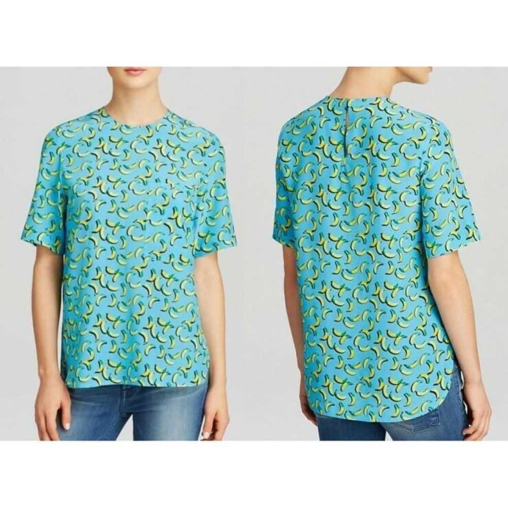 NEW Markus Lupfer banana print silk top size XS
